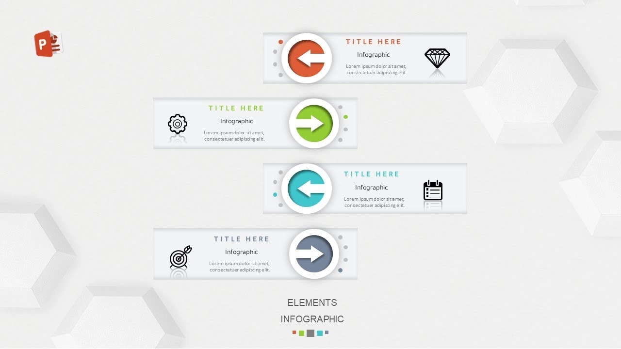 انفوجرافيك  أربعة خيارات متحركة في برنامج بوروينت