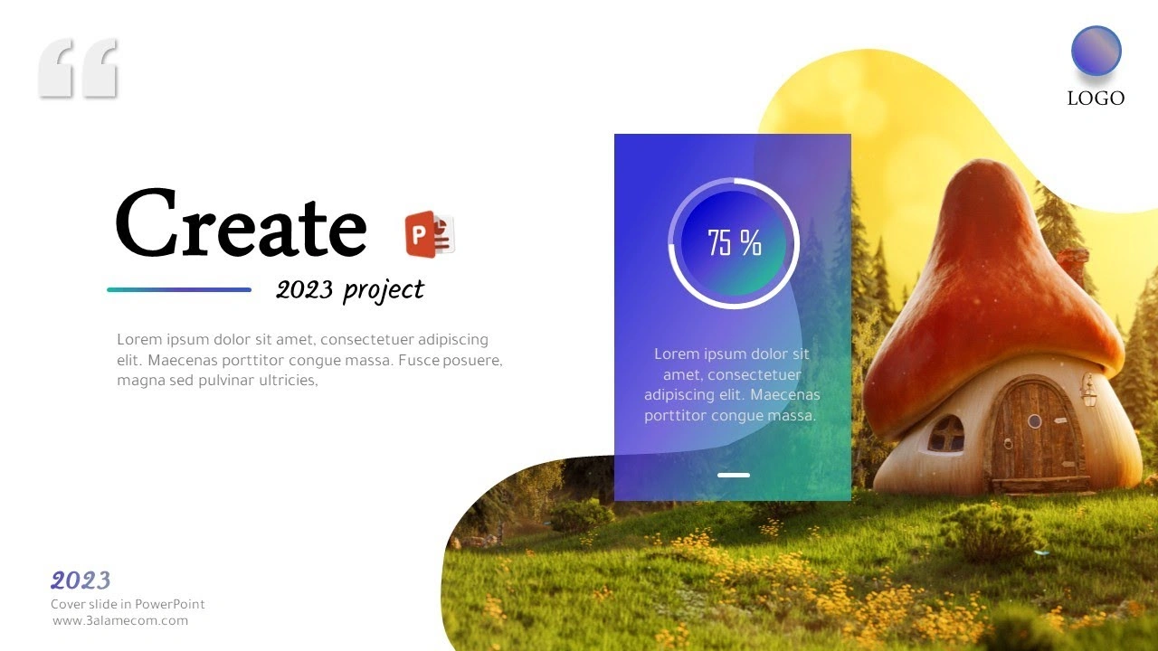 شريحة افتتاحية مميزة للمشارع في برنامج بوربوينت