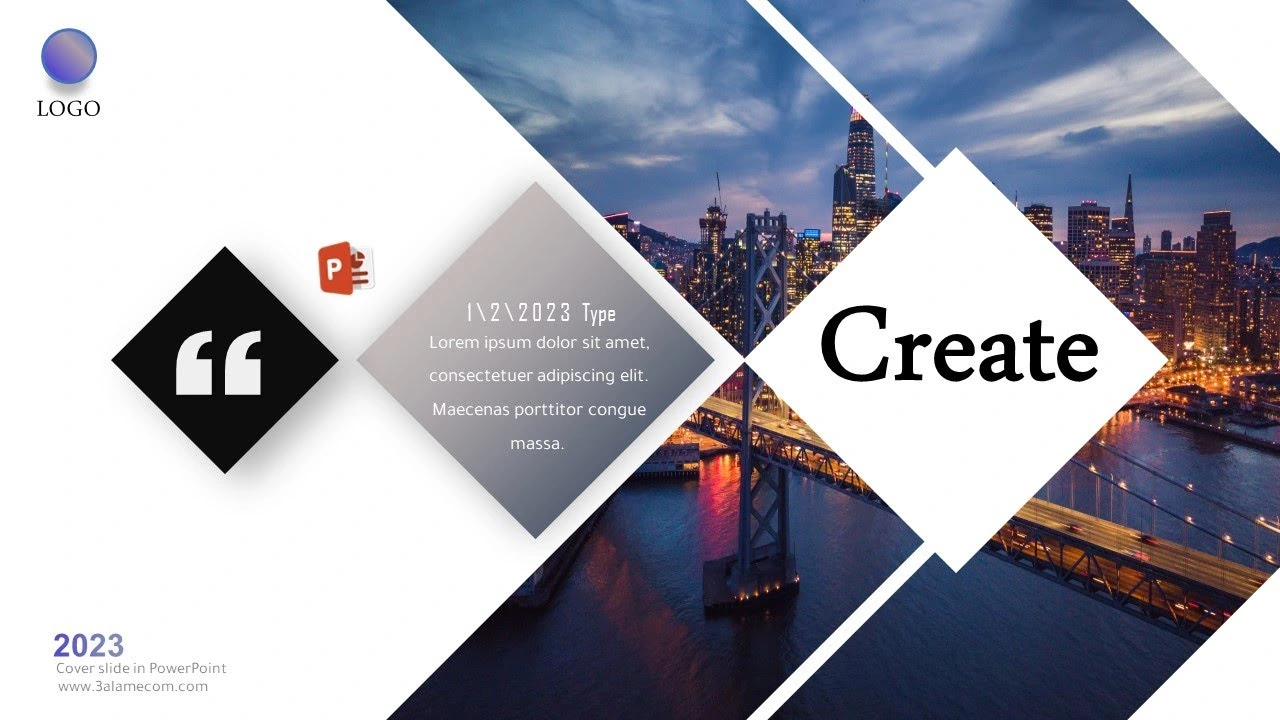 شريحة افتتاحية مميزة للمشاريع في برنامج بوربوينت لعرض الأفكار