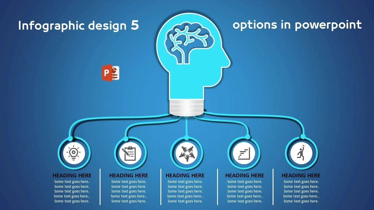 انفوجرافيك خمسة خيارات احترافية في برنامج بوربوينت