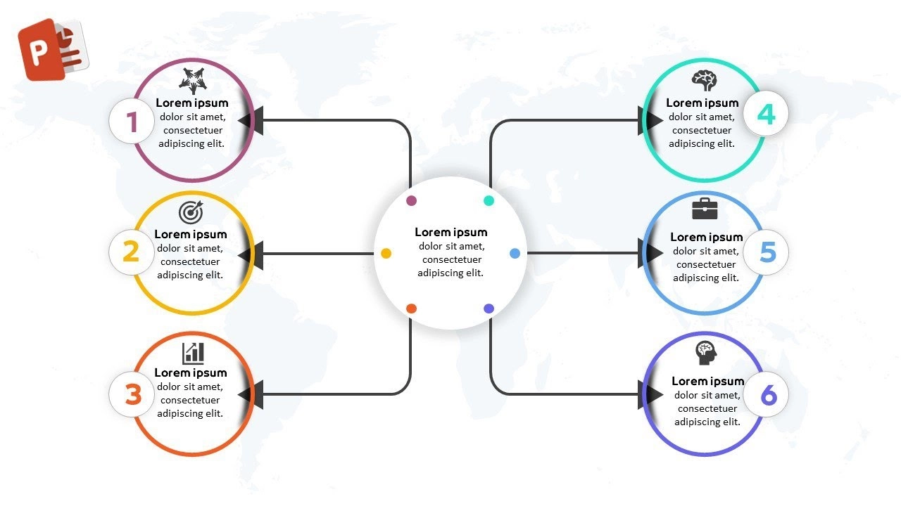 انفوجرافيك ستة خيارات مميزة في برنامج بوربوينت