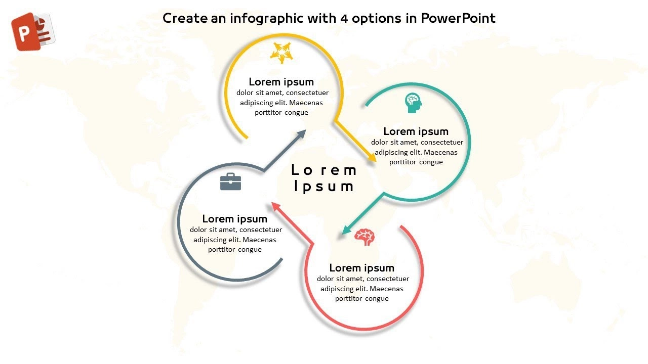 انفوجرافيك أربعة خيارات مميزة في برنامج بوربوينت