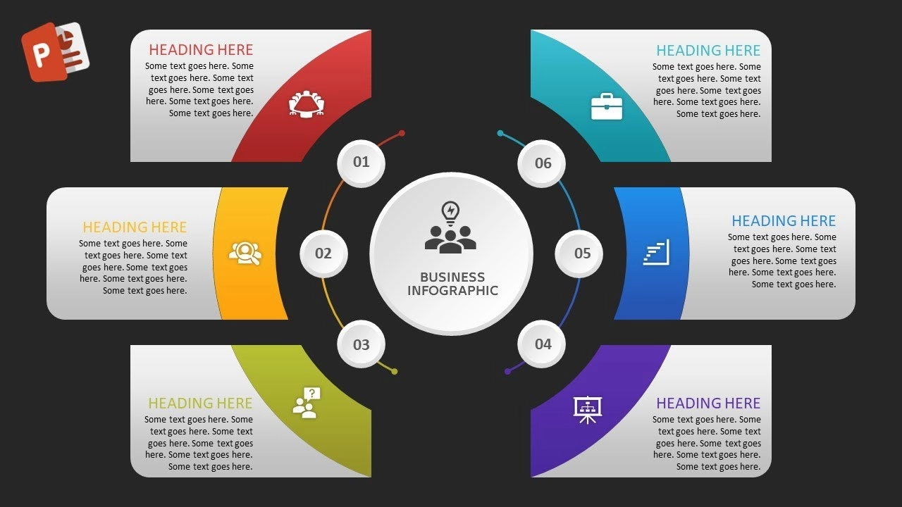 انفوجرافيك ستة خيارات مميزة في برنامج بوربوينت