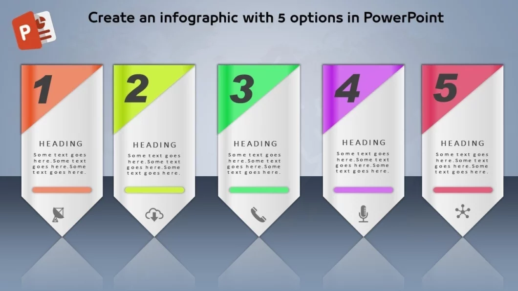 انفوجرافيك خمسة خيارات احترافية مميزة في برنامح بوربوينت