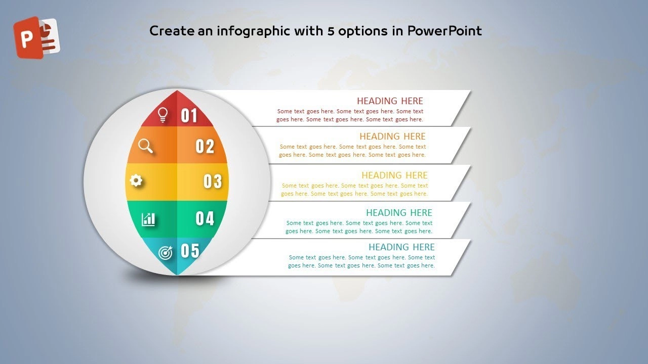 انفوجرافيك خمسة خيارات مميزة في برنامج بوربوينت