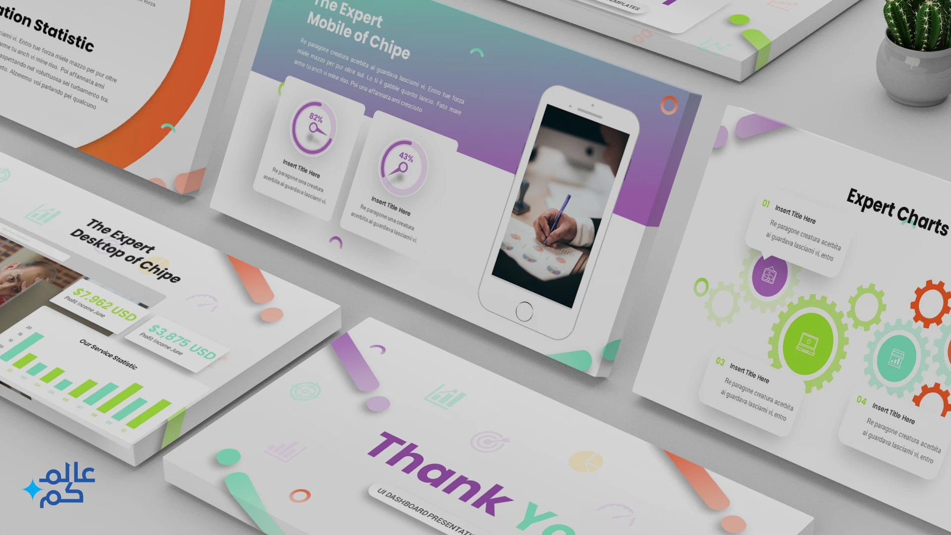 قالب بوربوينت 40 شريحة للمشاريع التسويقية والأعمال بتصميم إبداعي بأكثر من ثيم لوني مع ملحقات تصميم متميزة وشرائح انفوجرافيك لعرض الأفكار