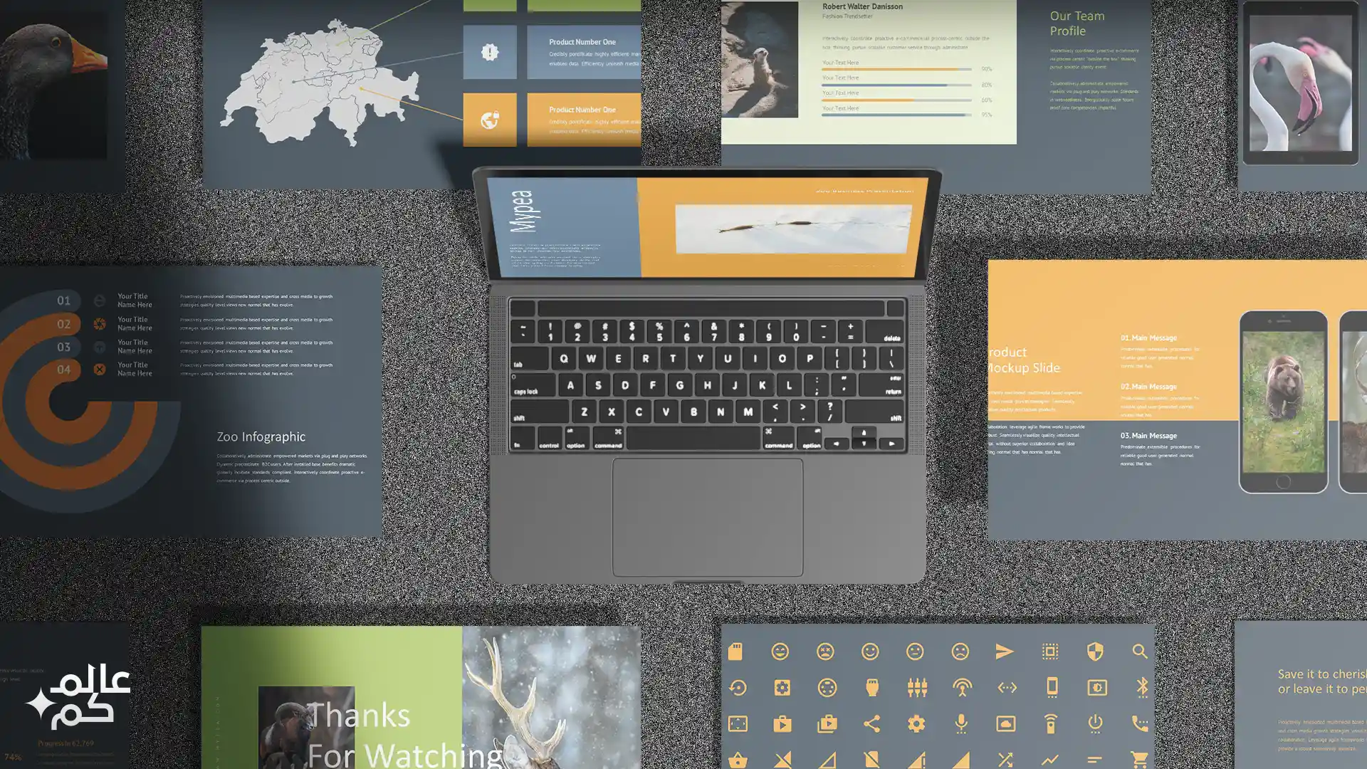 قالب بوربوينت 84 شريحة للمشاريع والحياة البرية بأكثر من ثيم لوني مع ملحقات تصميم متميزة وشرائح انفوجرافيك لعرض الأفكار