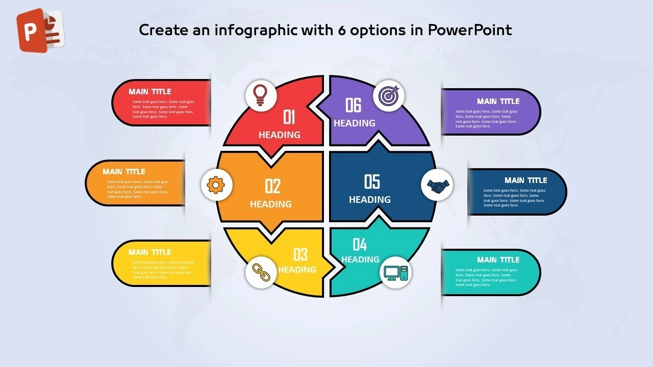انفوجرافيك ستة خيارات مميزة للمشاريع في برنامج بروبوينت