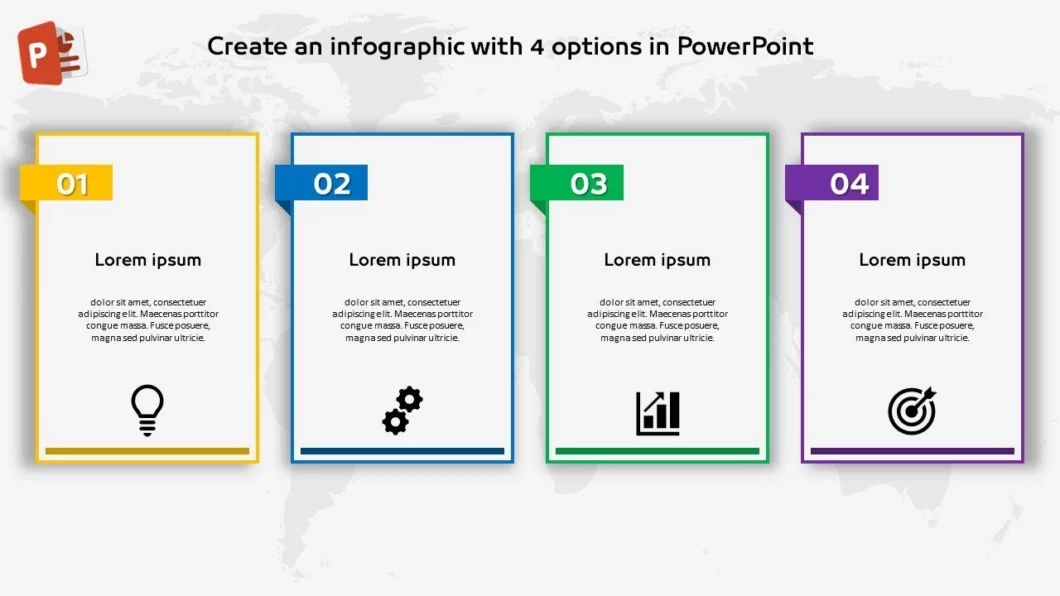 انفوجرافيك أربعة خيارات احترافية في برنامج بوربوينت
