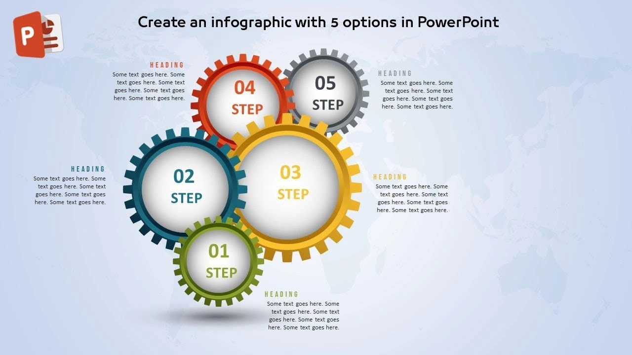 انفوجرافيك خمسة خيارات مميزة في برنامج بوربوينت