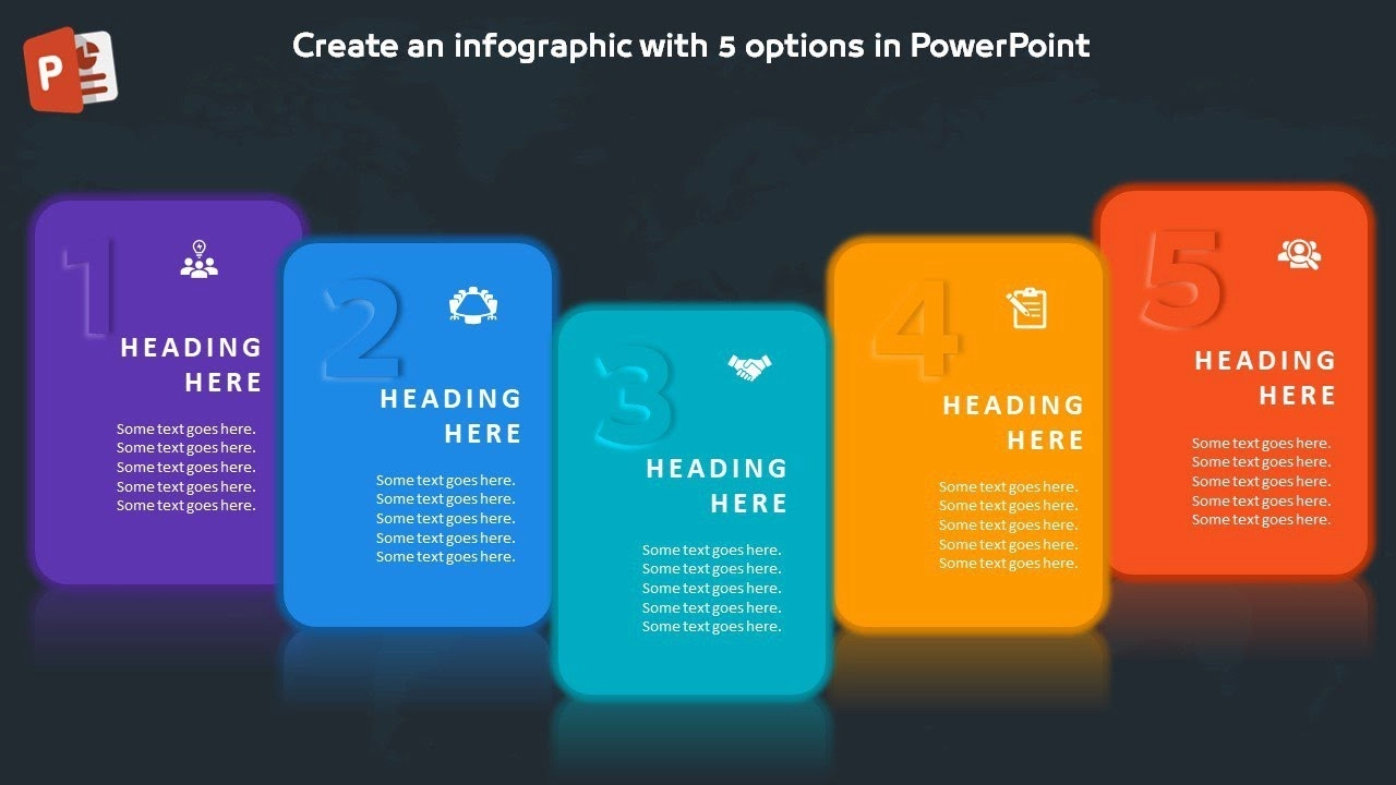 انفوجرافيك خمسة خيارات مميزة في برنامج بوربوينت