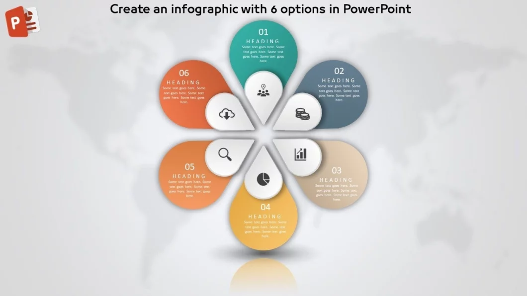 انفوجرافيك ستة خيارات مميزة في برنامج بوربوينت