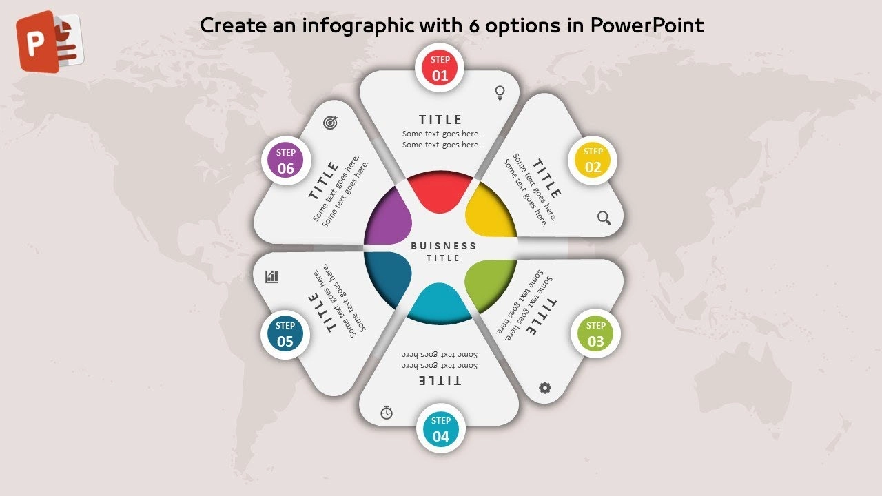 انفوجرافيك ستة خيارات احترافية في برنامج بوربوينت