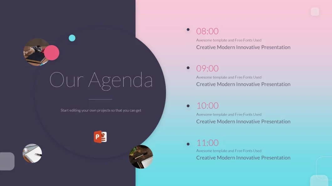 شريحة جدول أعمال مميزة لمشاريع بوربوينت