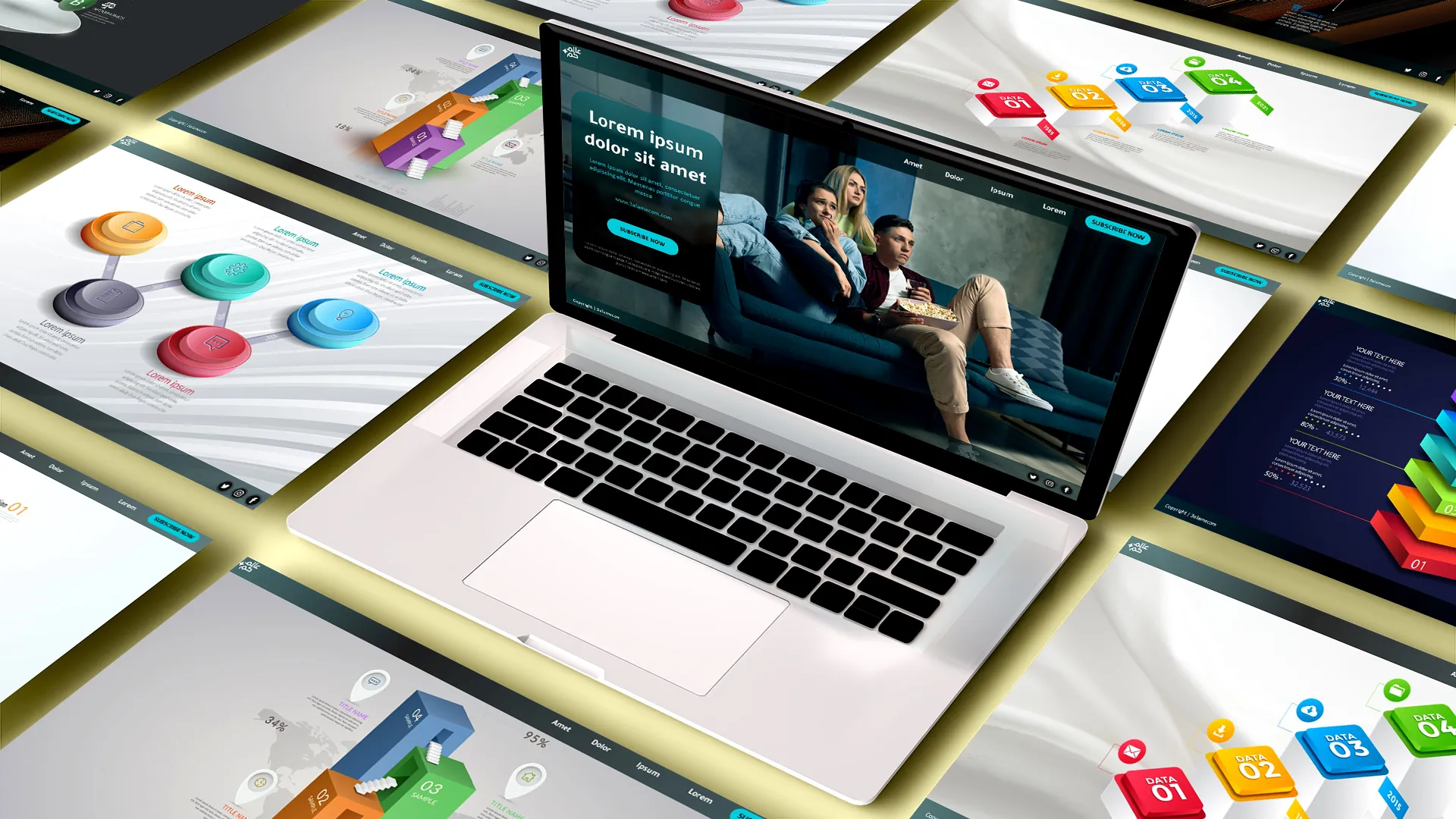 مشروع بوربوينت متكامل مع واجهة رئيسية بارتباطات تشعبية وحيل انتقال سلايد زوم