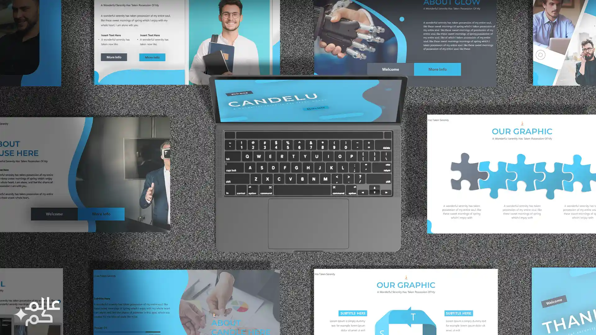 قالب بوربوينت 150 شريحة للمشاريع والأعمال مع ملحقات تصميم متميزة وشرائح انفوجرافيك لعرض الأفكار