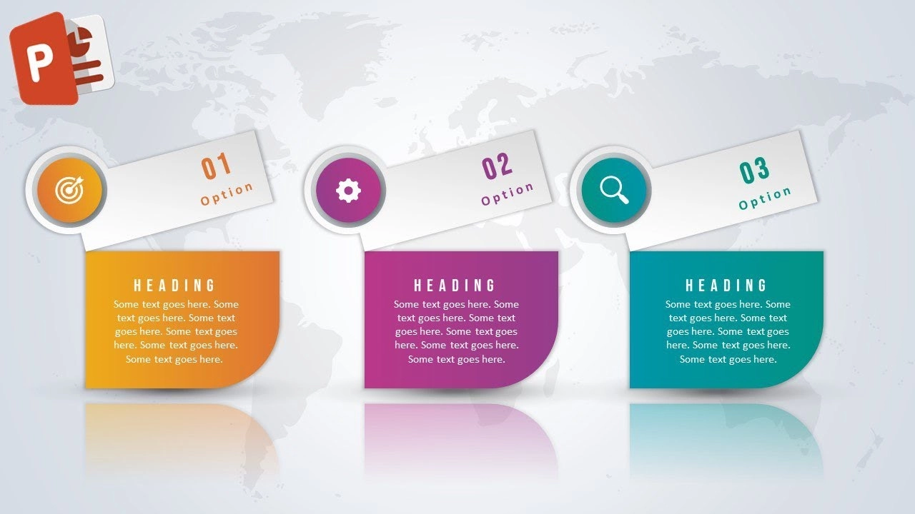 ثلاثة خيارات انفوجرافيك احترافية في برنامج بوربوينت