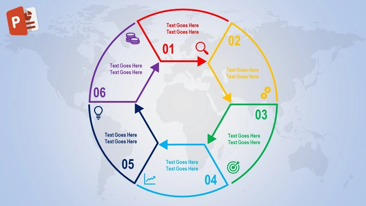 انفوجرافك ستة خيارات احترافية في برنامج بوربوينت