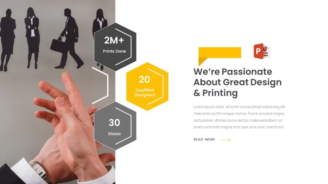 شريحة عرض شركة خدمات الطباعة في برنامج بوربوينت