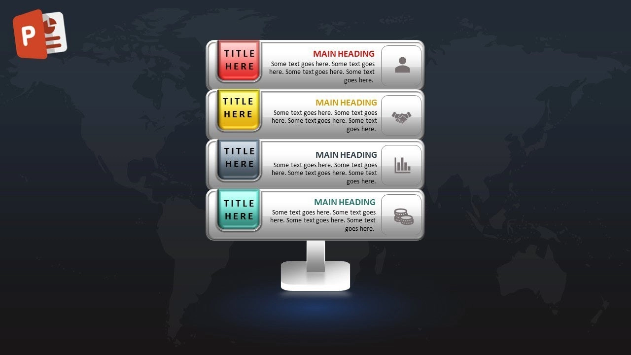 أربعة خيارات انفوجرافيك احترافية مميزة في برنامج بوربوينت