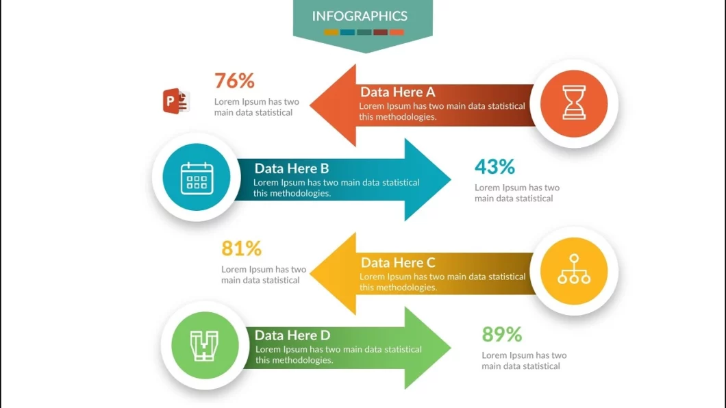 انفوجرافيك أربعة خيارات احترافية مميزة في برنامج بوربوينت