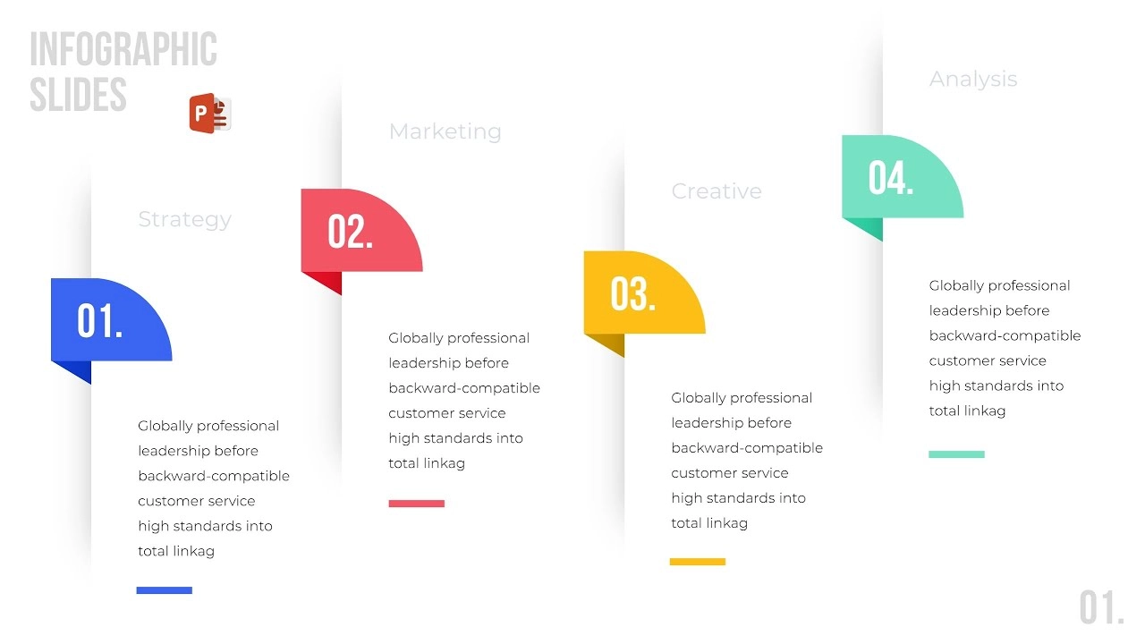 تصميم انفوجرافيك أربعة خيارات احترافية في برنامج بوربوينت