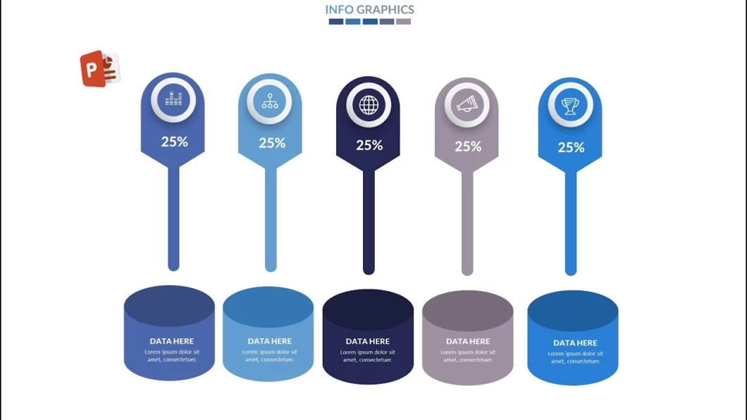 انفوجرافيك خمسة خيارات مميزة في برنامج بوربوينت