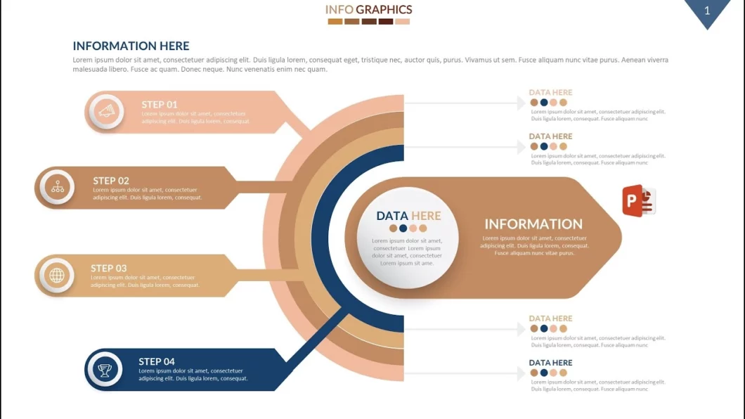 انفوجرافيك أربعة خيارات محترفة في برنامج بوربوينت