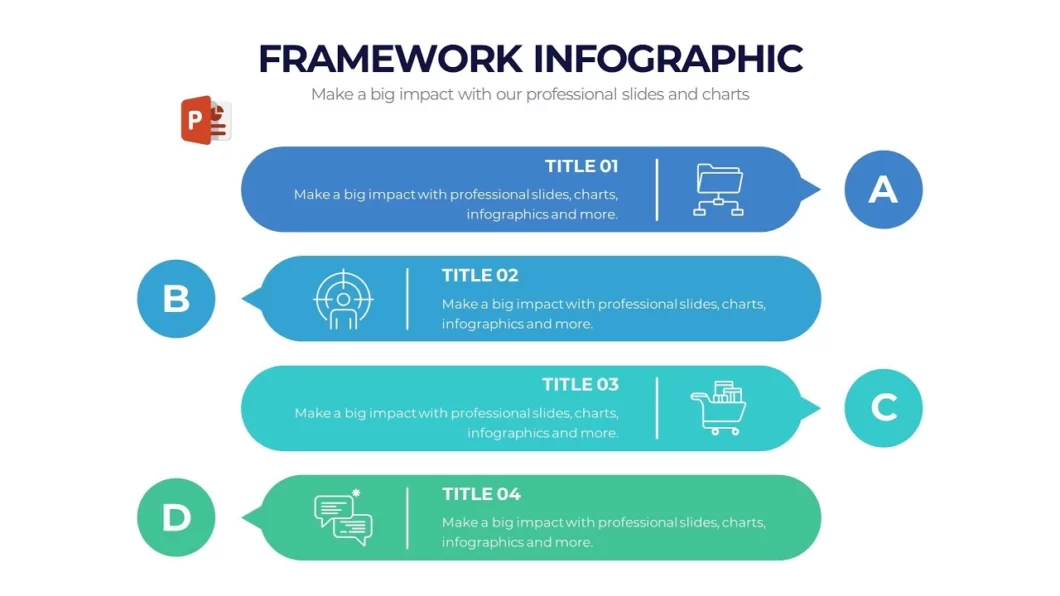 انفوجرافيك أربعة خيارات مميزة في برنامج بوربوينت