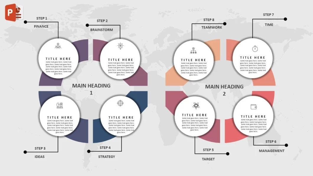 انفوجرافيك ثمانية خيارات احترافية في برنامج بوربوينت