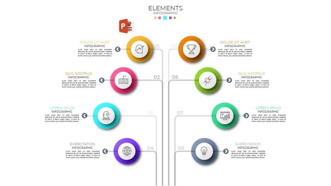 انفوجرافيك ثمانية خيارات مميزة في برنامج بوربوينت