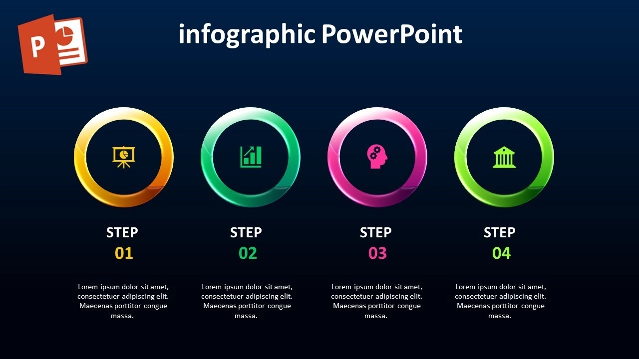 كيفية إنشاء أربعة خيارات انفوجرافيك في برنامج بوربوينت
