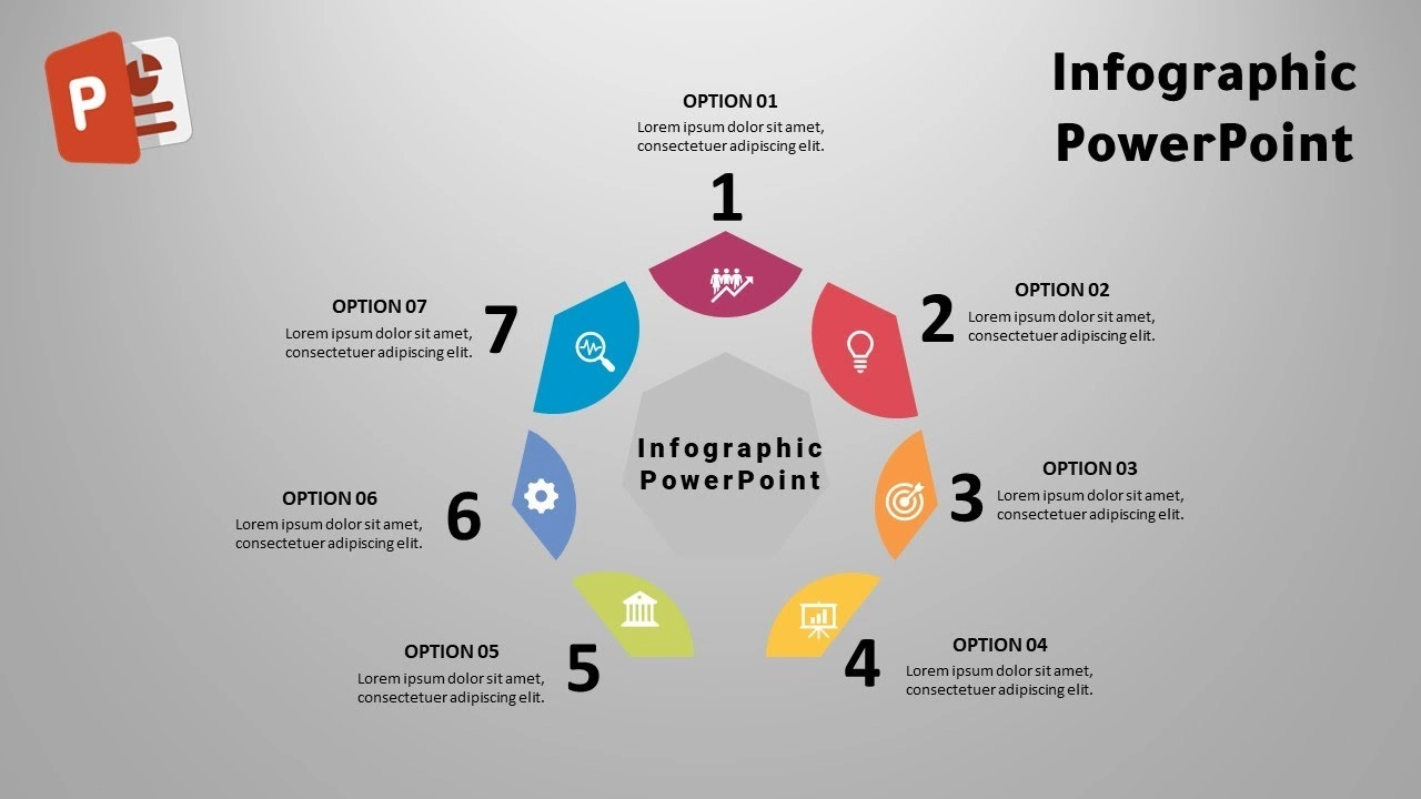 كيفية انشاء سبعة خيارات انفوجرافيك في برنامج بوربوينت