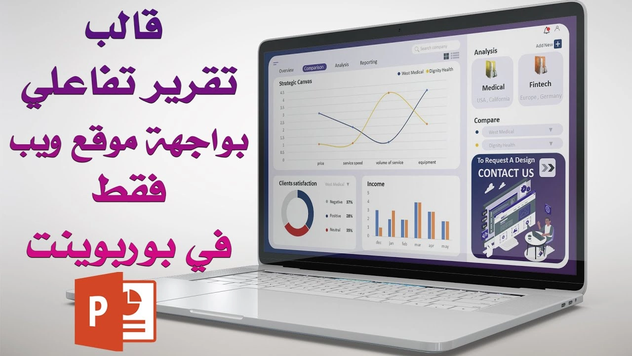 قالب بوربوينت احترافي لتقرير تفاعلي بواجهة موقع ويب - مشاريع بوربوينت احترافية
