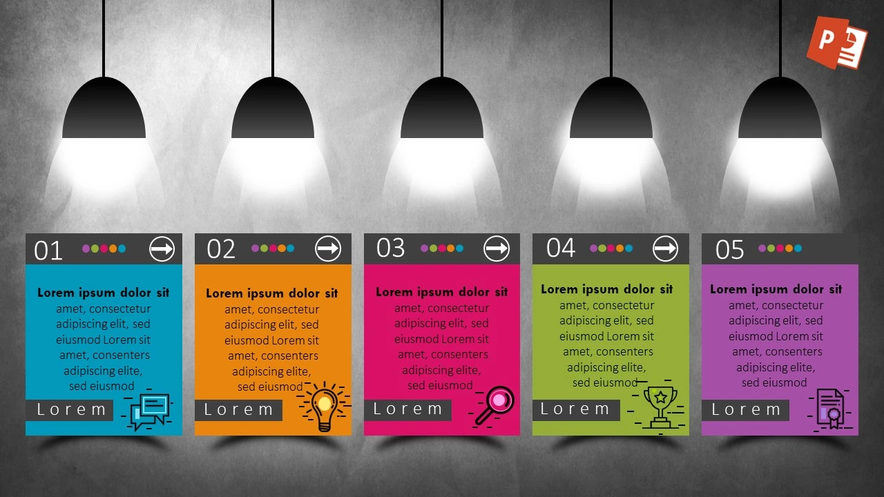 مخطط انفوجرافيك احترافي لعرض الفقرات في برنامج بوربوينت