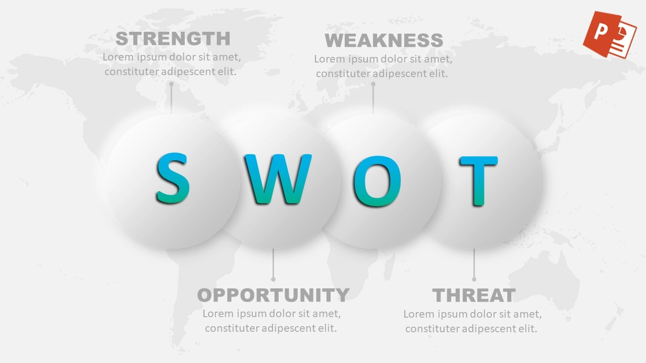 تصميم  مخطط SWOT انفوجرافيك احترافي في برنامج بوربوينت