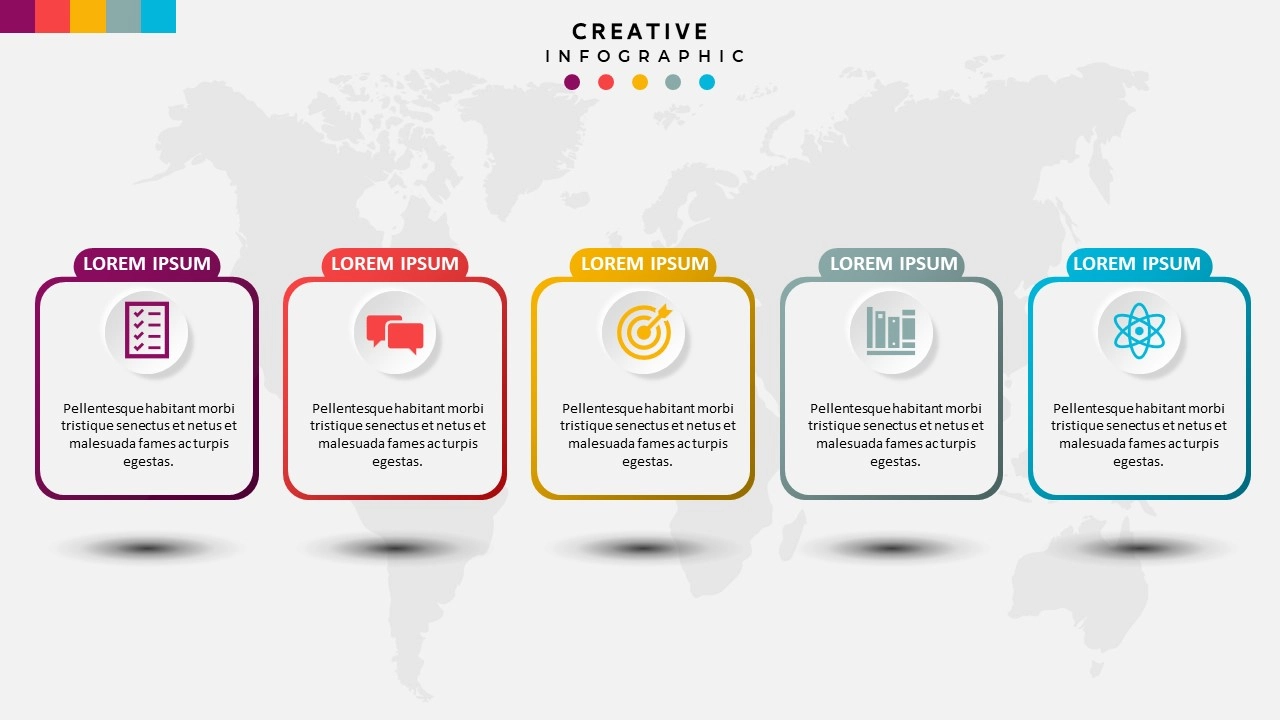 انفوجرافيك خمس خيارات متميز لعرض الأفكار في العروض التقديمية